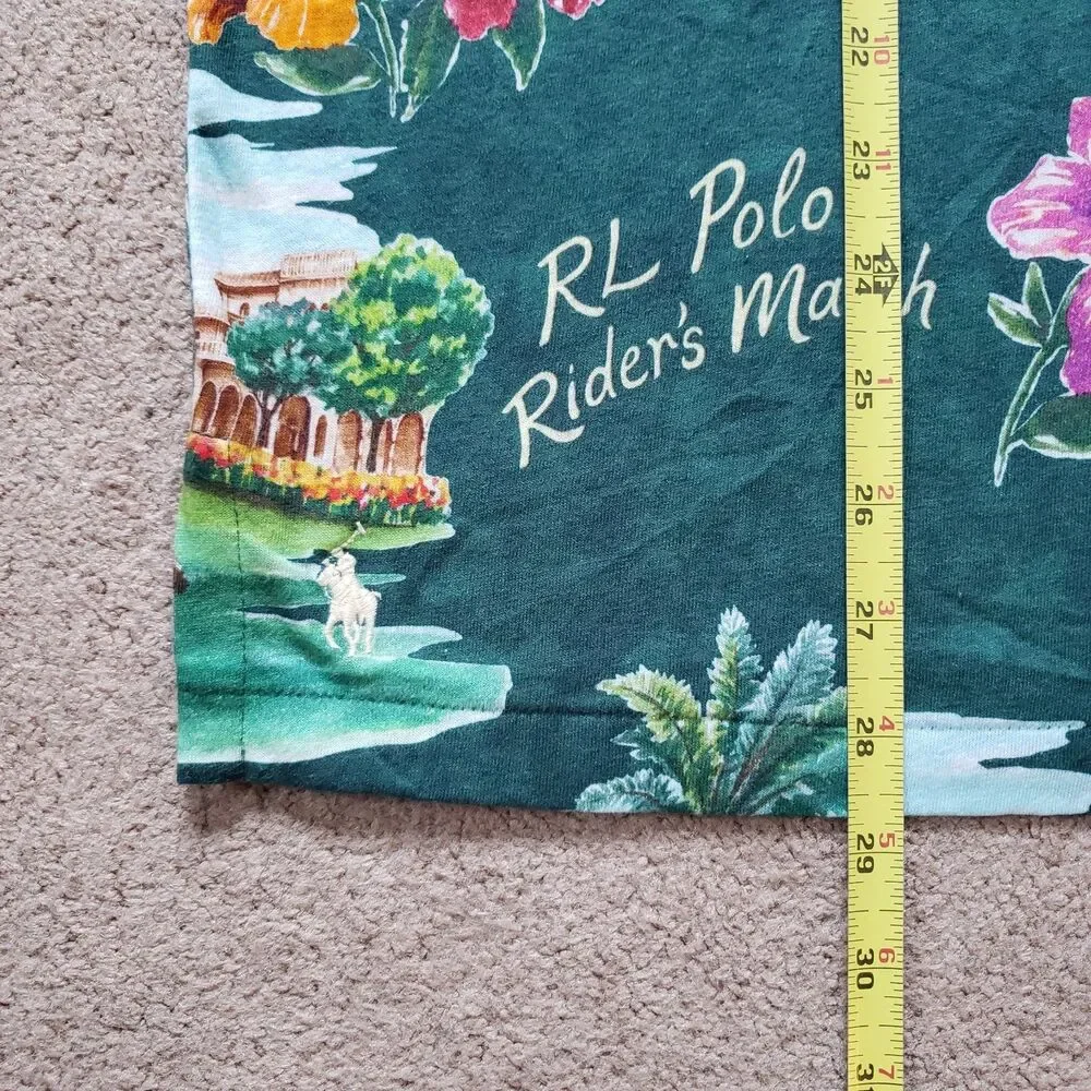 NWT Polo Ralph Lauren Floral Paradise Player Medium Linen Blend Mens Polo Shirt
